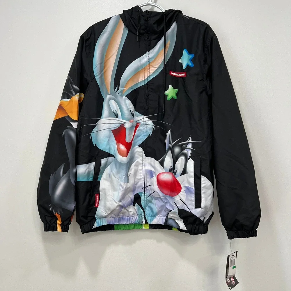 Looney Tunes Members‎ Only Jacket Large Hood Character Warner Brothers New Tags